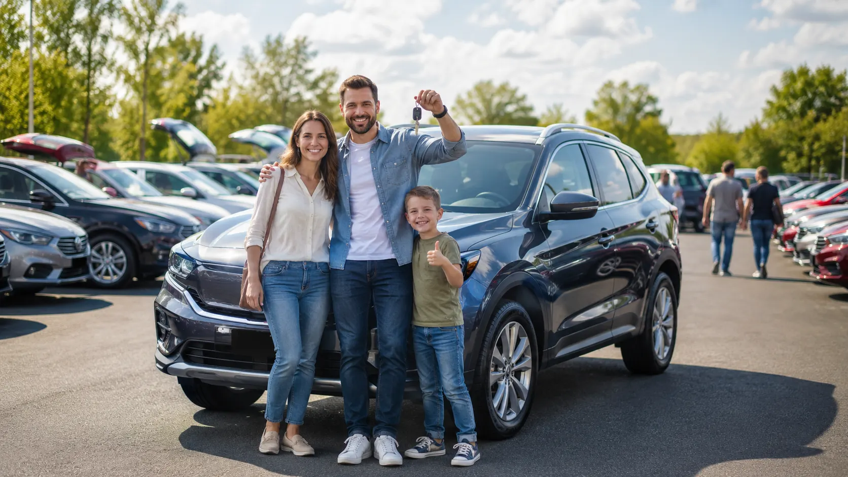 Our dealership team in front of vehicles